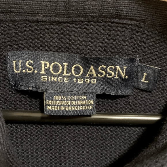 ⛄️PRICE DROP U.S. Polo Assn. Men's Reverse Jersey Shawl Collar Sweater SZ L - Picture 4 of 8